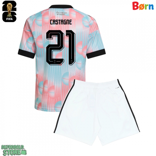 Belgien Timothy Castagne #21 Replika Babytøj Udebanesæt Børn VM 2026 Kortærmet (+ Korte bukser)